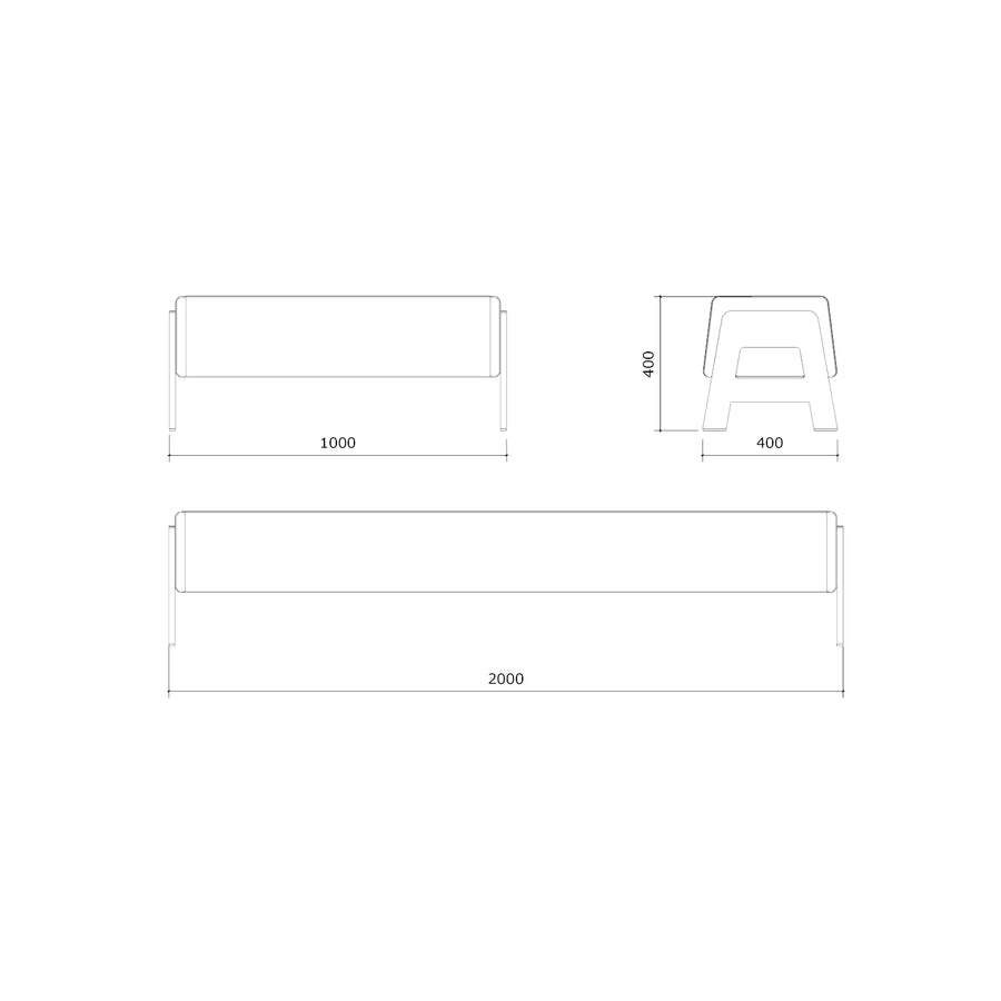 CROCKET CHANGING ROOM BENCH - 200 cm length