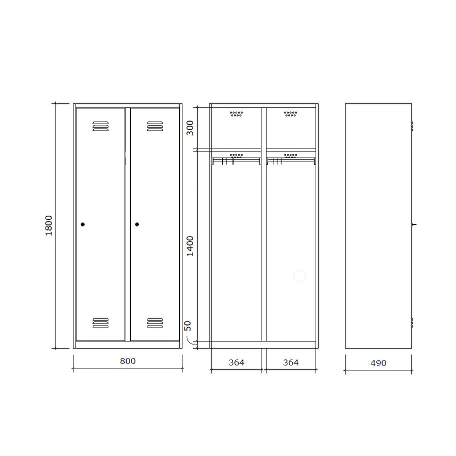 LOKSA Type A2/60-80 - Casier vestiaire en acier