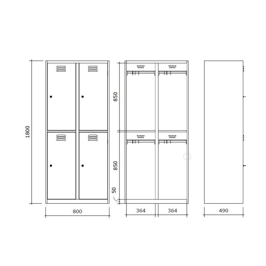 LOKSA Type B4/60-80 - Stalen Kleedkamer Locker (Kopie)