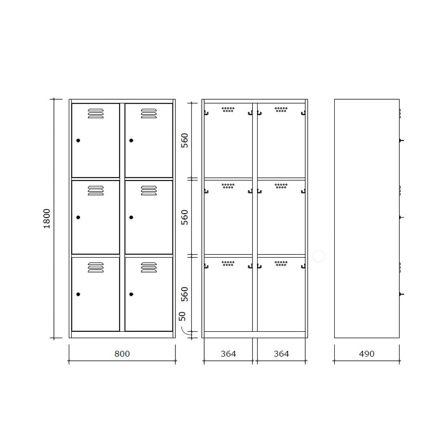 LOKSA Type C6/60-80 - Stalen Kleedkamer Locker