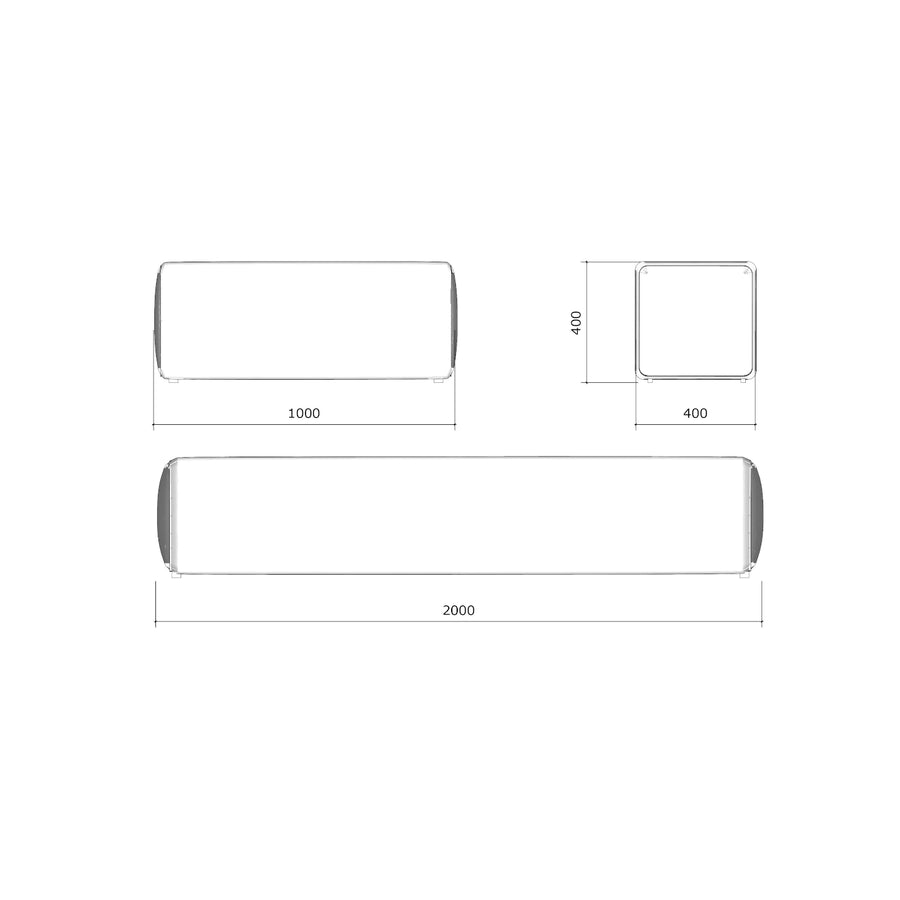  MONIA KLEEDKAMERBANK/POEF - 200 cm lengte 