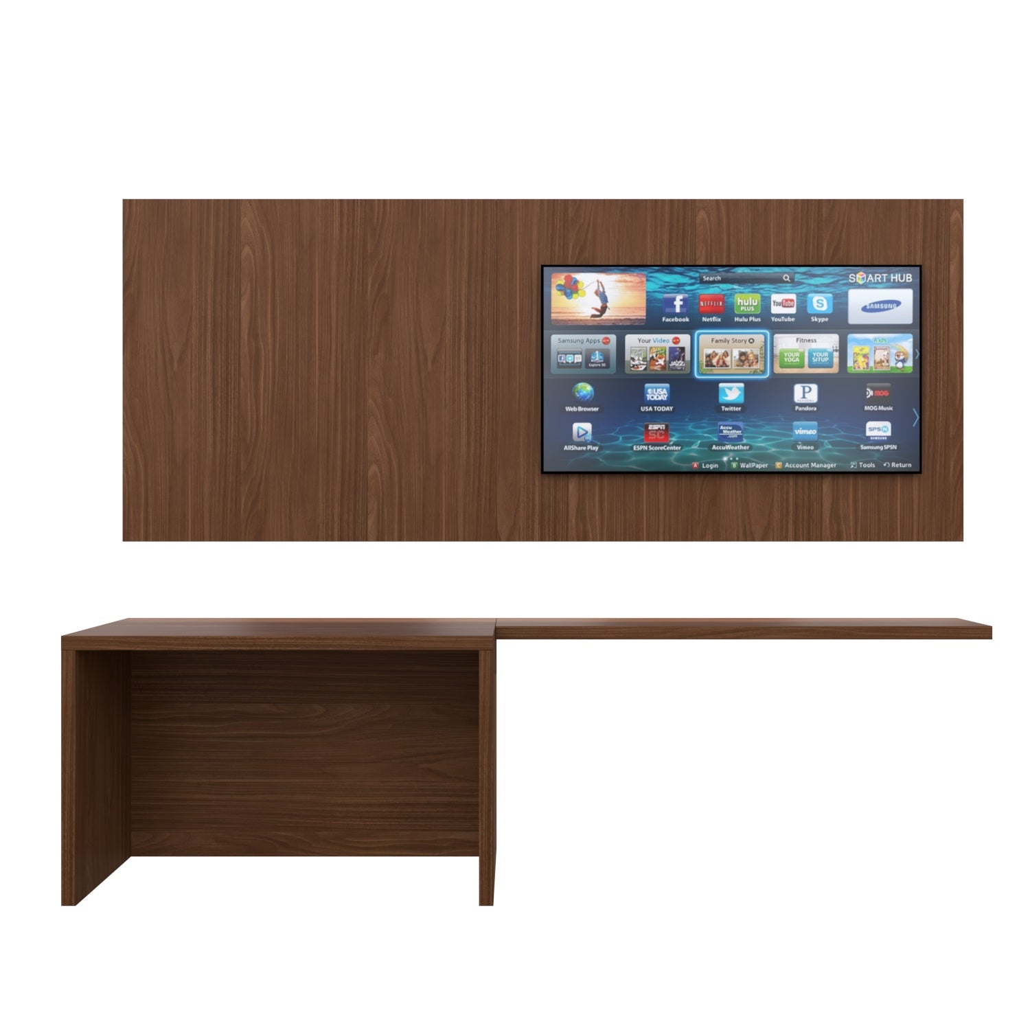 ΣΕΤ - Πάνελ Τοίχου Τηλεόρασης με LED και Γραφείο με Ράφι