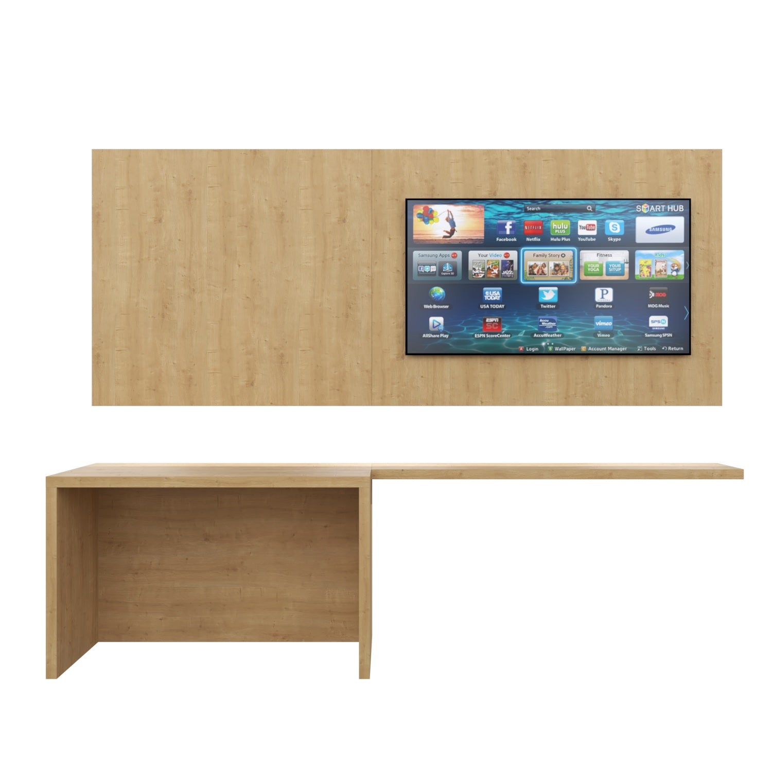 ΣΕΤ - Πάνελ Τοίχου Τηλεόρασης με LED και Γραφείο με Ράφι