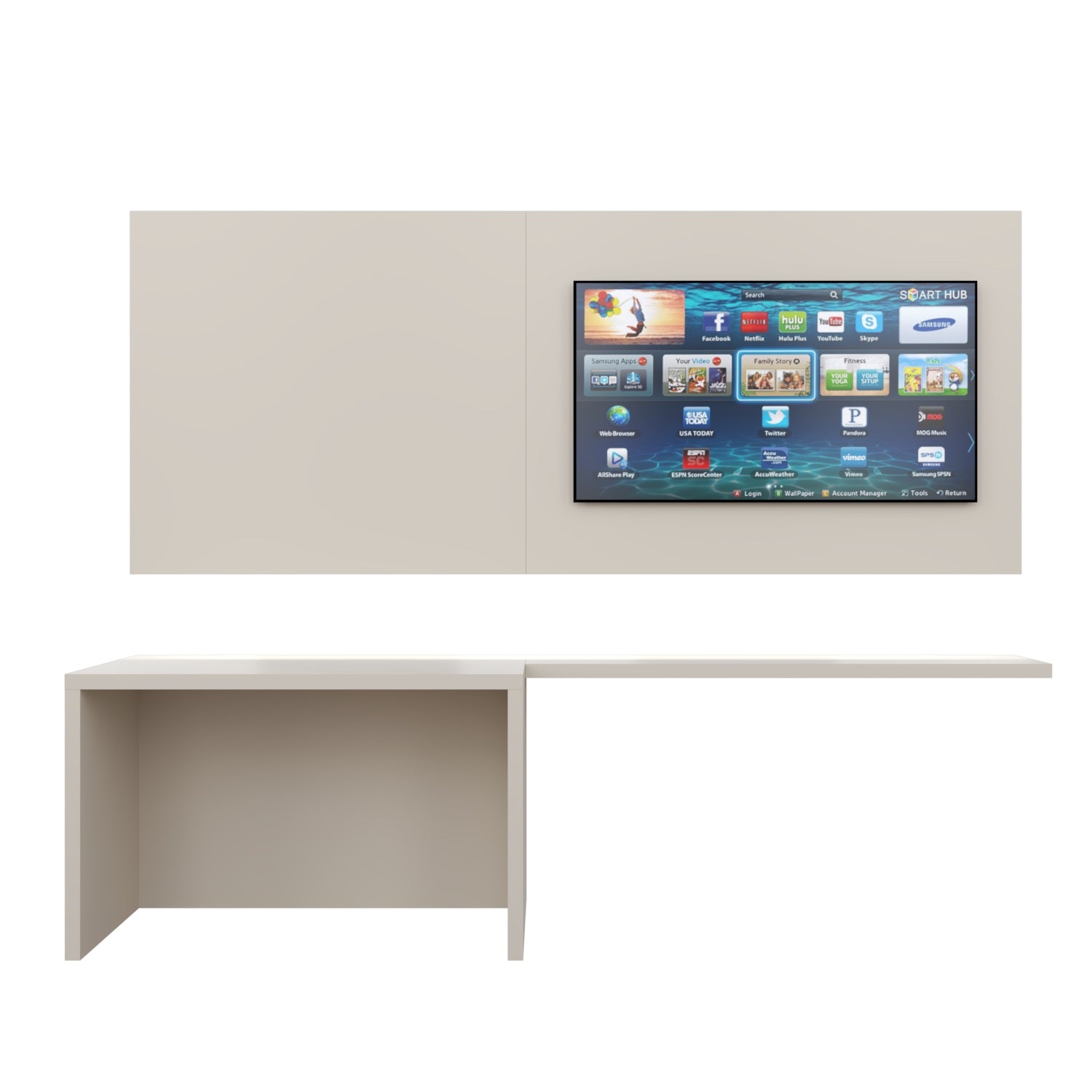 ΣΕΤ - Πάνελ Τοίχου Τηλεόρασης με LED και Γραφείο με Ράφι