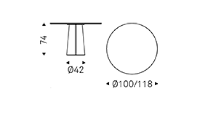 PIRA - Table de restaurant avec base conique et plateau rond