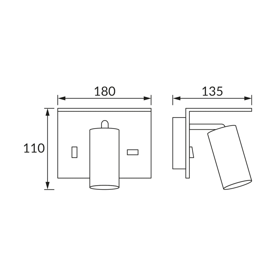 FONO - Applique pour lit d'hôtel avec interrupteur et étagère pour smartphone