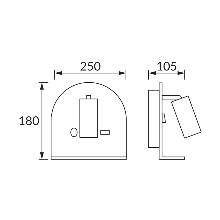 MOBI - Hotel Bed Reading Lamp with Switch and Smartphone Shelf